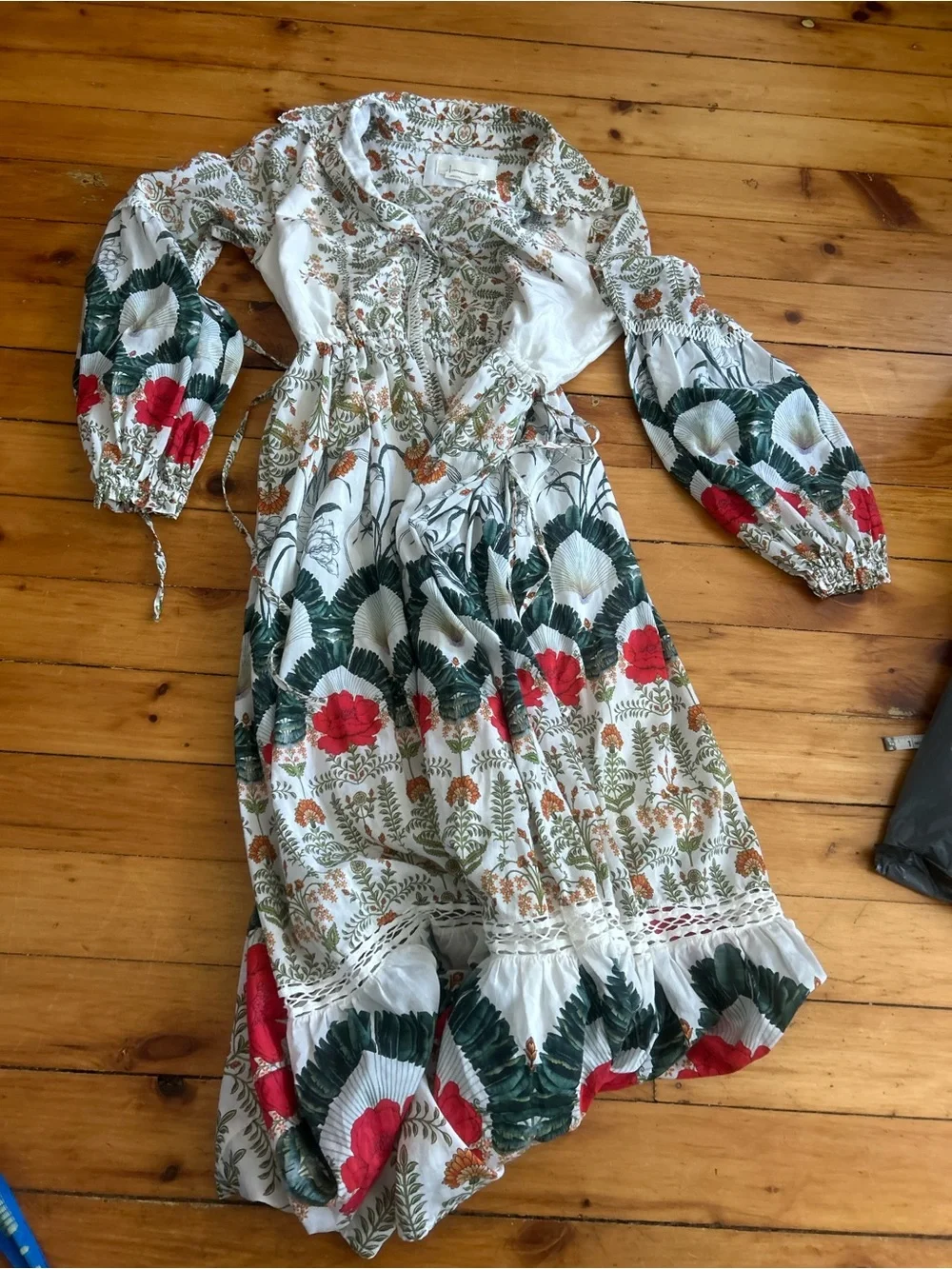 Anthropologie Button Down Eleanora Maxi Shirt Dress Botanical Motif silk medium - Picture 4 of 11